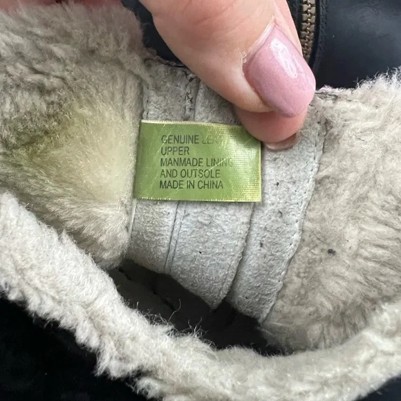 Timberland Black Leather Fur-Lined Ankle Boots - Size 7 - Picture 8 of 10